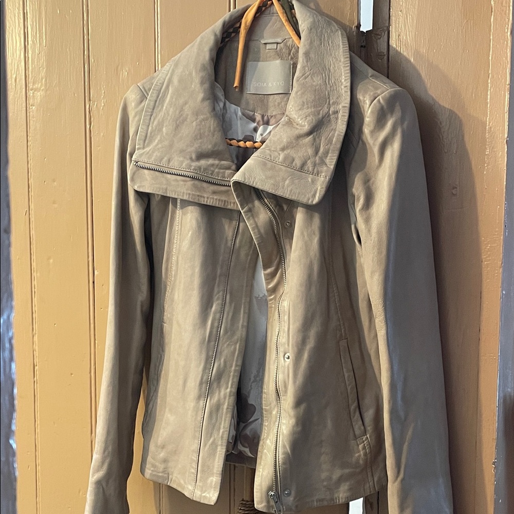Soia & Kyo Taupe Leather Jacket